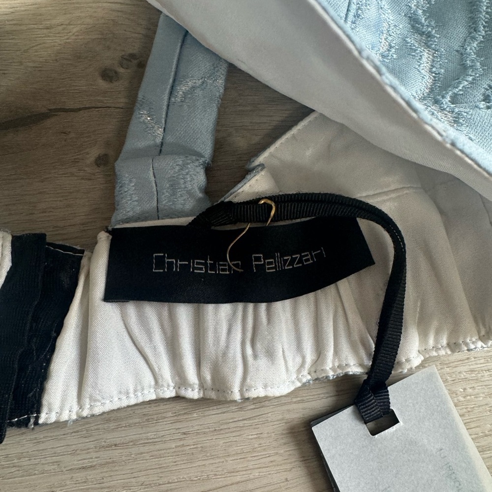 NWT Christian Pellizarri Blue Textured Bra Crop Top Made in Italy RARE - Picture 6 of 9